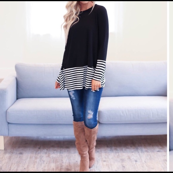 Tops - Last one ☝️ PREMIUM STRIPED CONTRAST TOP